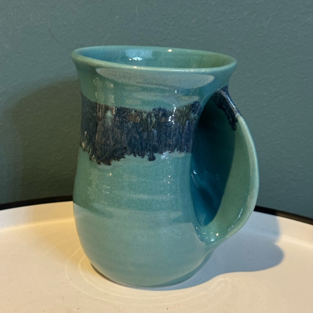 Neher Clay in Motion Mossy Creek Pottery Hand Warmer Handwarmer Mug